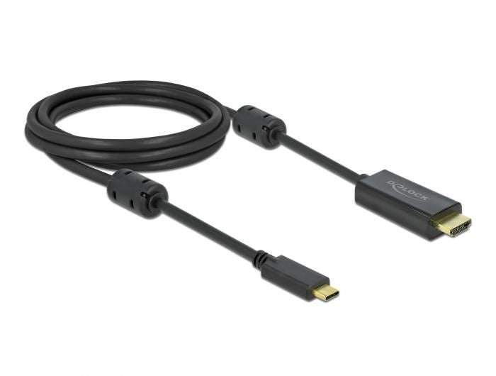 DeLOCK USB-C auf HDMI Kabel HDMI 2.1 4K 60 Hz – 2 m – aktiv – für Geräte mit USB-C (DP Alt Mode)