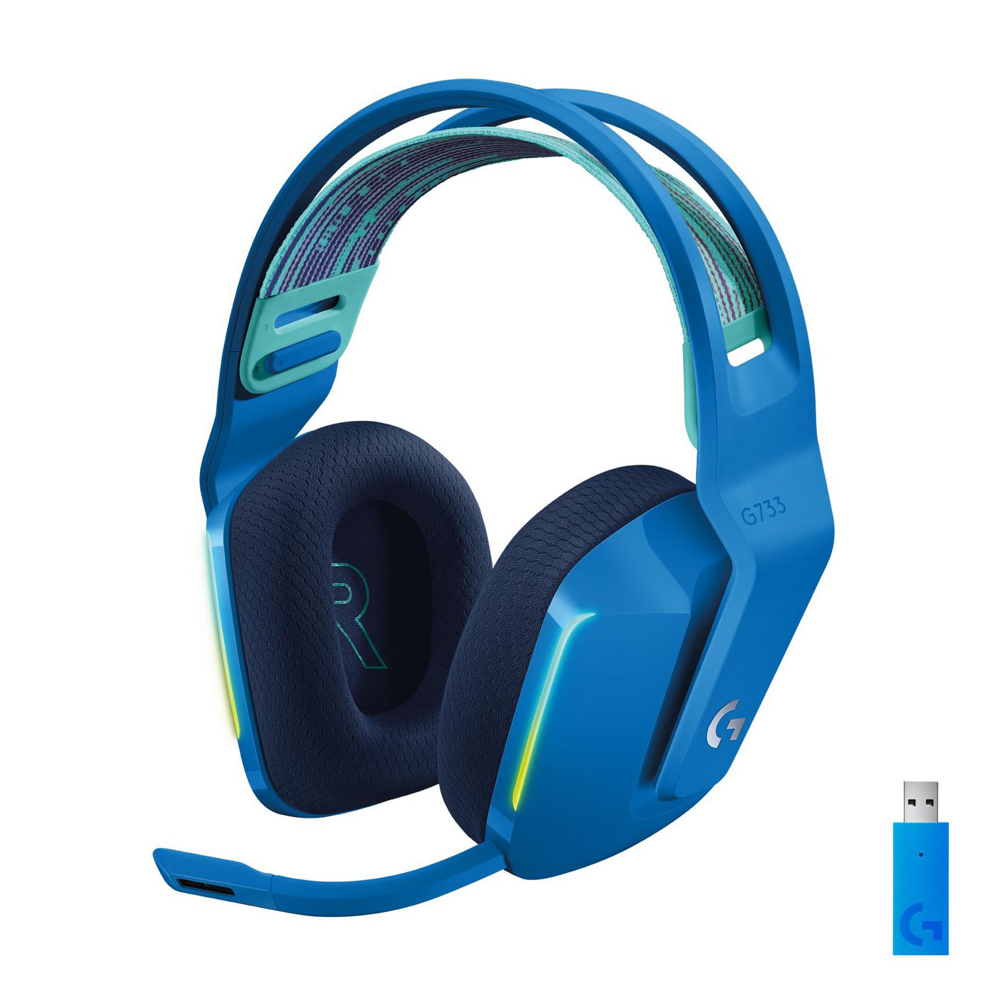 Logitech G G733 LIGHTSPEED Gaming-Headset – Over-Ear, Stereo, Kabellos, mit USB-A-Dongle, Blau