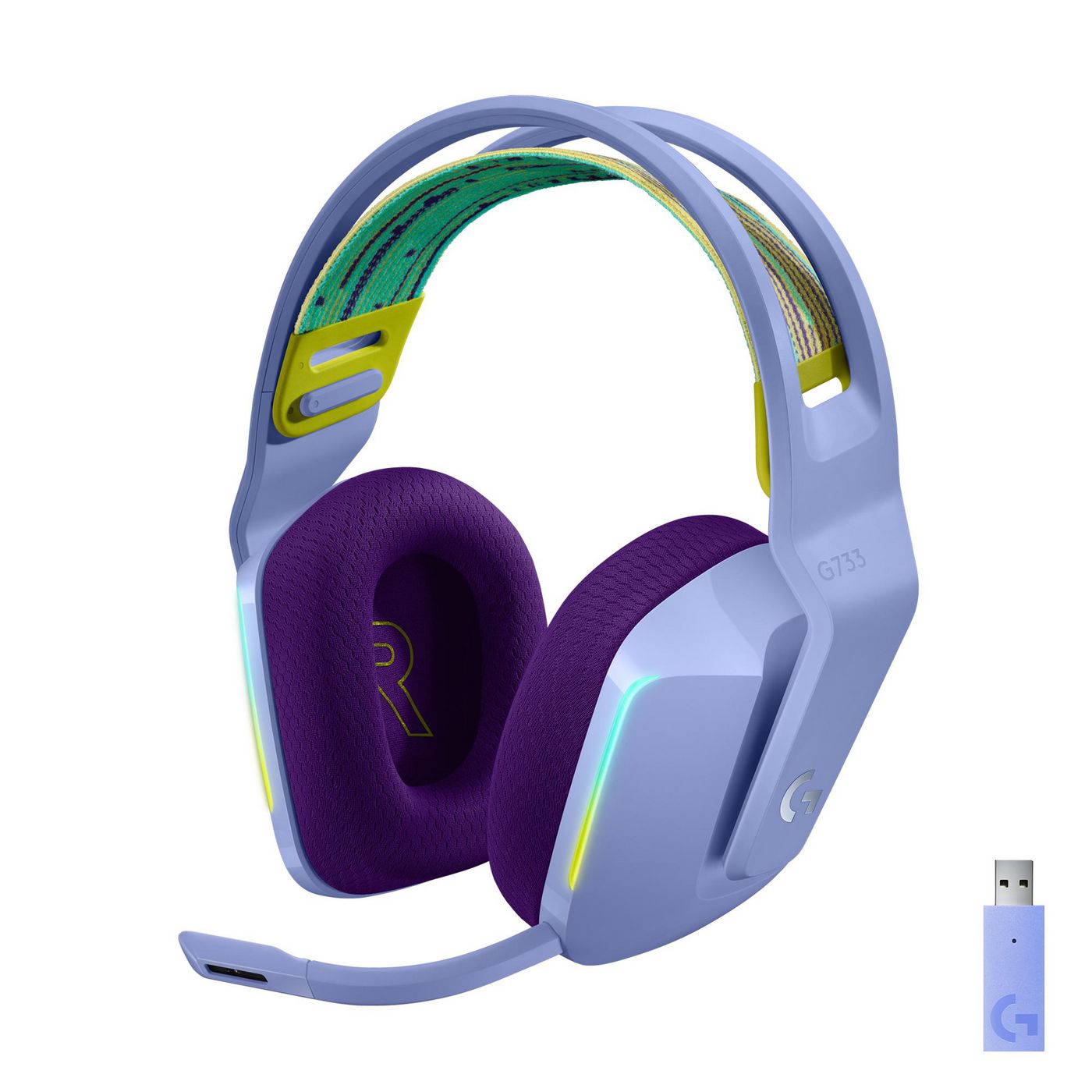 Logitech G G733 LIGHTSPEED Gaming-Headset – Over-Ear, Kabellos, mit USB-A-Dongle, Violett