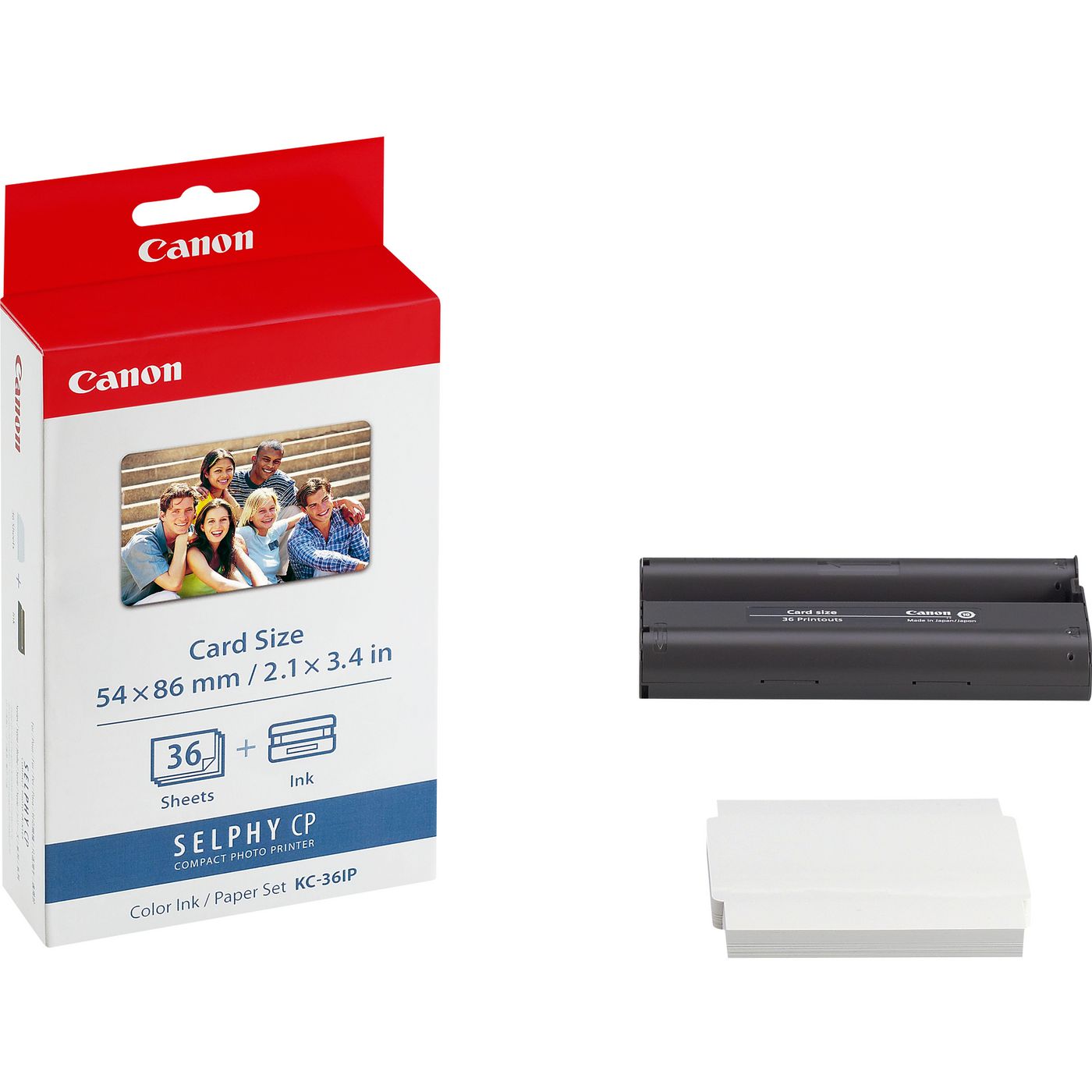 Canon Selphy Papier-Set – glänzend, 54 × 86 mm, 260 g/m², 36 Blatt, einseitig – für Canon Selphy