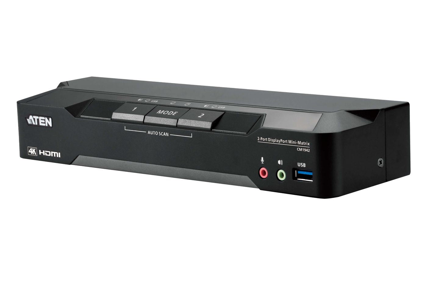 ATEN CM1942 – KVM-Switch 2×1, DisplayPort/HDMI/USB 3.2 Gen 1, 4K (4096 × 2160), 5 Gbit/s, HDCP