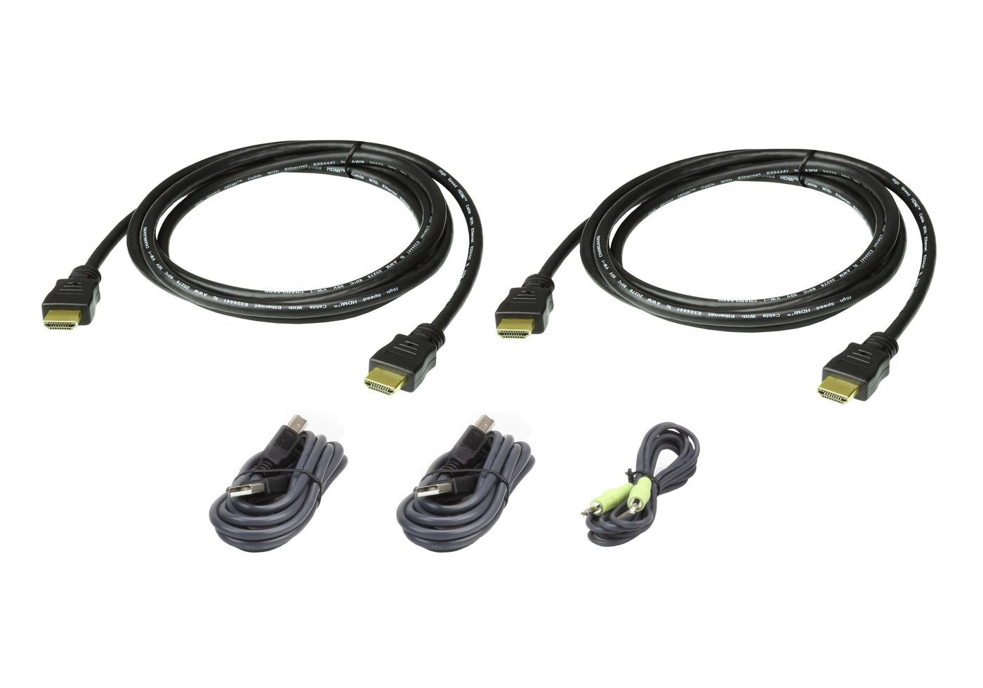 ATEN CABLE KIT DUAL Kabel USB‑A/3,5 mm/HDMI zu USB‑B/3,5 mm/HDMI – 1,8 m, Schwarz
