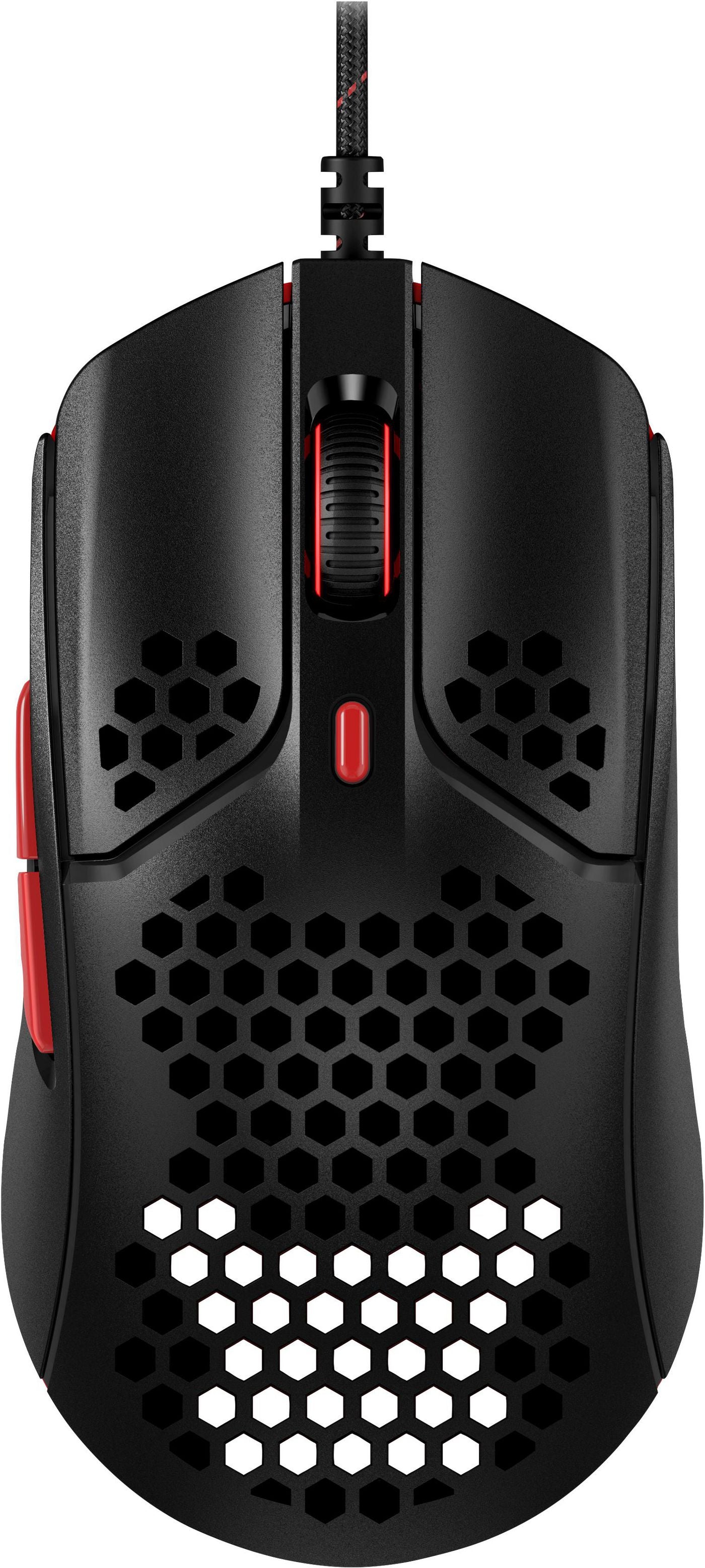 HP HyperX Pulsefire Haste – Gaming-Maus – Kabelgebunden (USB-A), 16000 DPI, Beidhändig, Schwarz/Rot