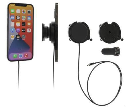 Brodit Auto-Ladehalterung – kabellos, Lüftungsschlitz, Zigarettenanzünder, für iPhone (MagSafe) – Schwarz