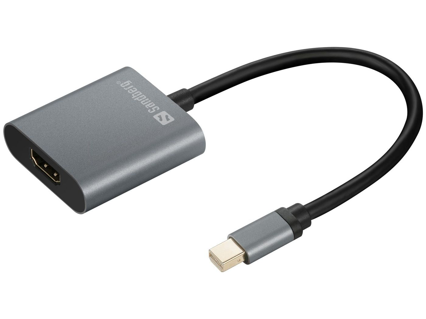 Sandberg Adapter Mini DisplayPort zu HDMI – 4K (3840 × 2160) @ 60 Hz, DisplayPort 1.4, HDMI 2.0, Grau