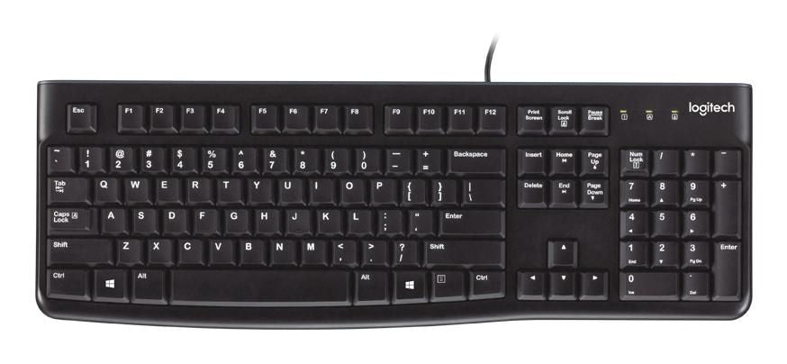 Logitech K120 – Tastatur – kabelgebunden – QWERTY (UK-INT) – spritzwassergeschützt – schwarz