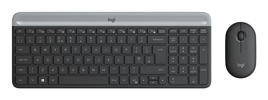 Logitech MK470 Slim – Tastatur-Maus-Set – 100% – 2,4 GHz USB-A (Nano-Empfänger) – QWERTY (IT) – Graphit