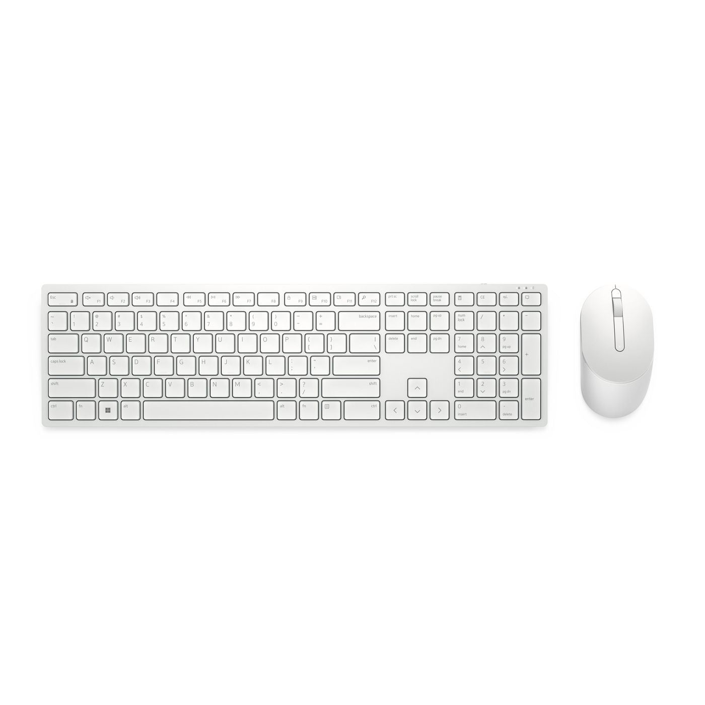 Dell KM5221W-Wh – Tastatur, kabellos (2,4 GHz), US-Layout (EN) – für Windows, macOS & Android u. a.