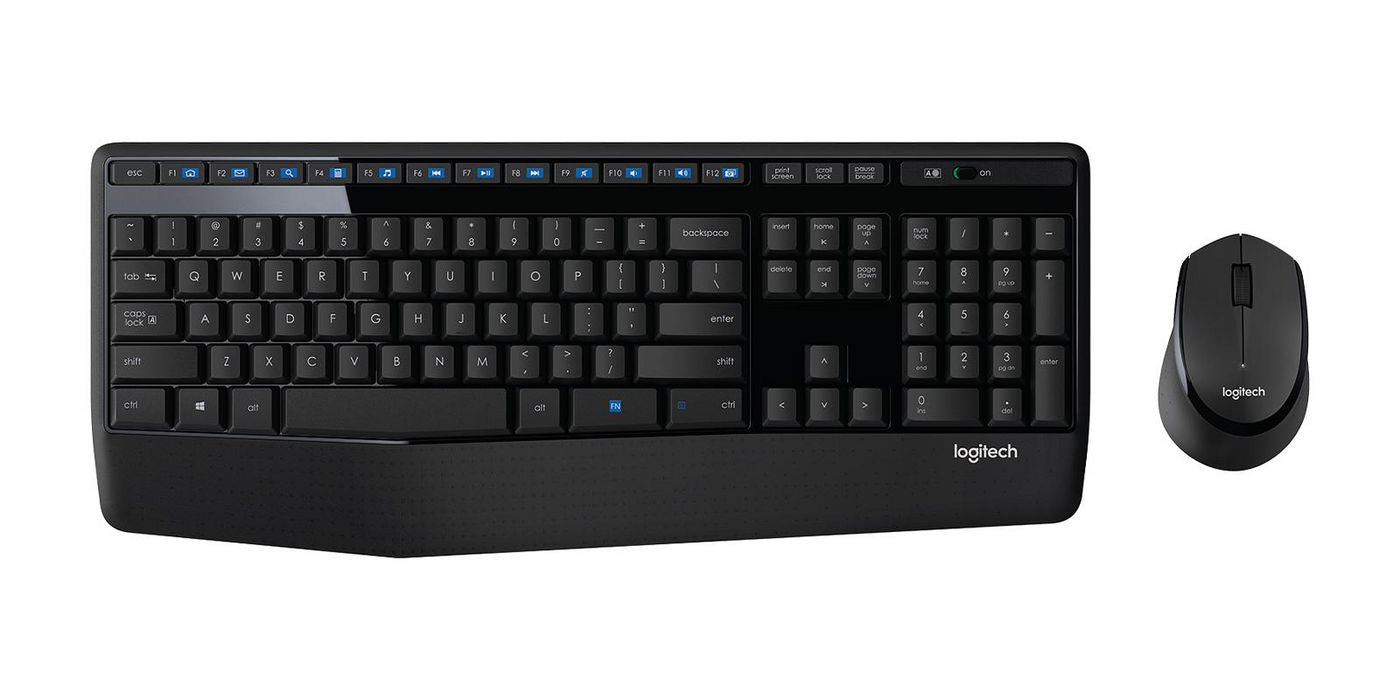 Logitech MK345 – Tastatur- und Maus-Set – 2,4 GHz USB-A (Nano-Empfänger) – mit Handballenauflage – Schwarz