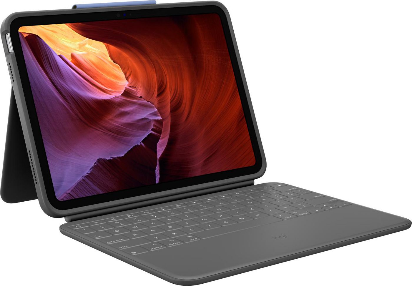 Logitech Rugged Folio – Tastatur, kabelgebunden (Smart Connector), DE-Layout (DE) – für iPad (10. Gen)