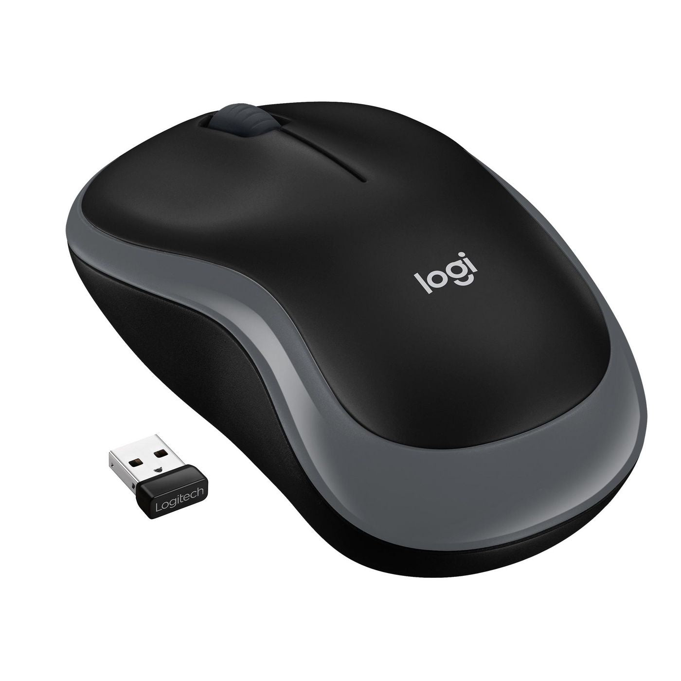 Logitech M185 Maus – kabellos, Bluetooth + 2,4 GHz, Unifying-Empfänger, Grau