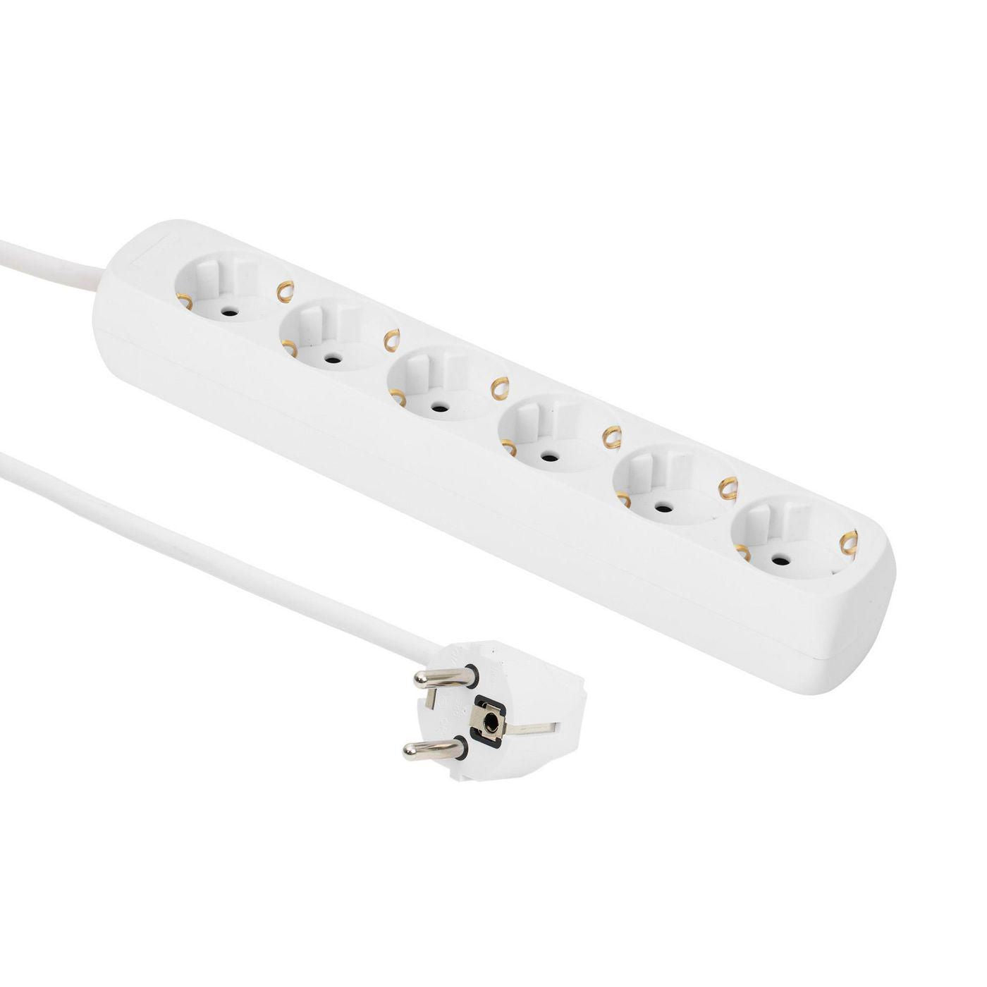 Microconnect Steckdosenleiste – 6× Schuko (Typ F), 5 m, ohne Schalter, weiss