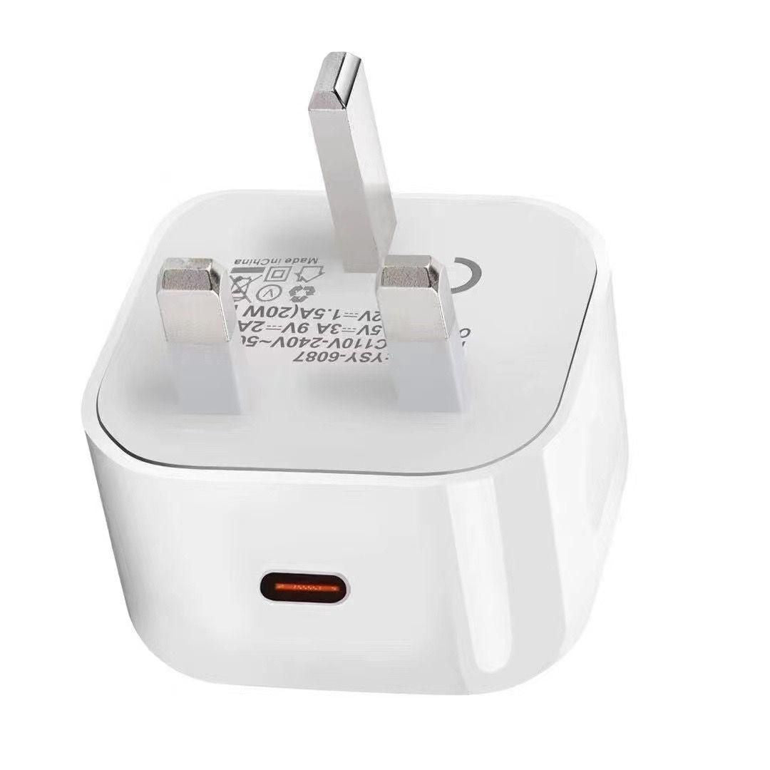 eSTUFF Home Charger UK USB-Ladegerät 20 W – USB-C×1 – PD 3.0, QC 3.0 – UK-Stecker (Typ G) – Weiss