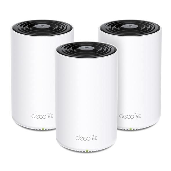 TP-Link Deco XE753 Mesh-Set (3er) – Wi-Fi 6E (AXE5400), Tri-Band (2,4/5/6 GHz), bis 5,4 Gbit/s, je 3× LAN