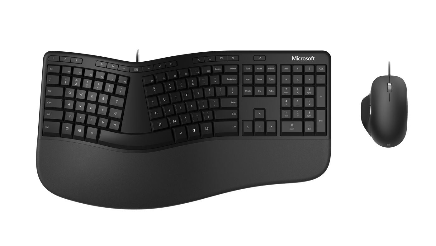 Microsoft Tastatur-Maus-Set 100% – Membran – kabelgebunden – mit Handballenauflage – schwarz