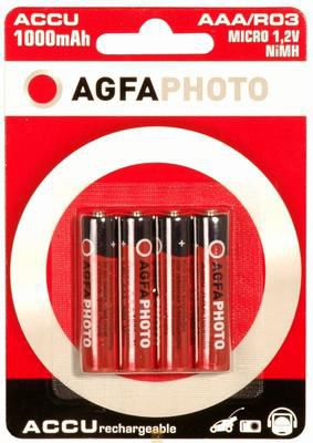 AgfaPhoto AAA Akkus – NiMH, 1000 mAh, 1,2 V – 4 Stk.
