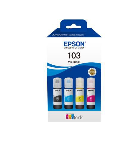 Epson Tintenpatronen-Multipack, Schwarz/Cyan/Magenta/Gelb (Original) – für Epson EcoTank L5296/L5290/L3266 …