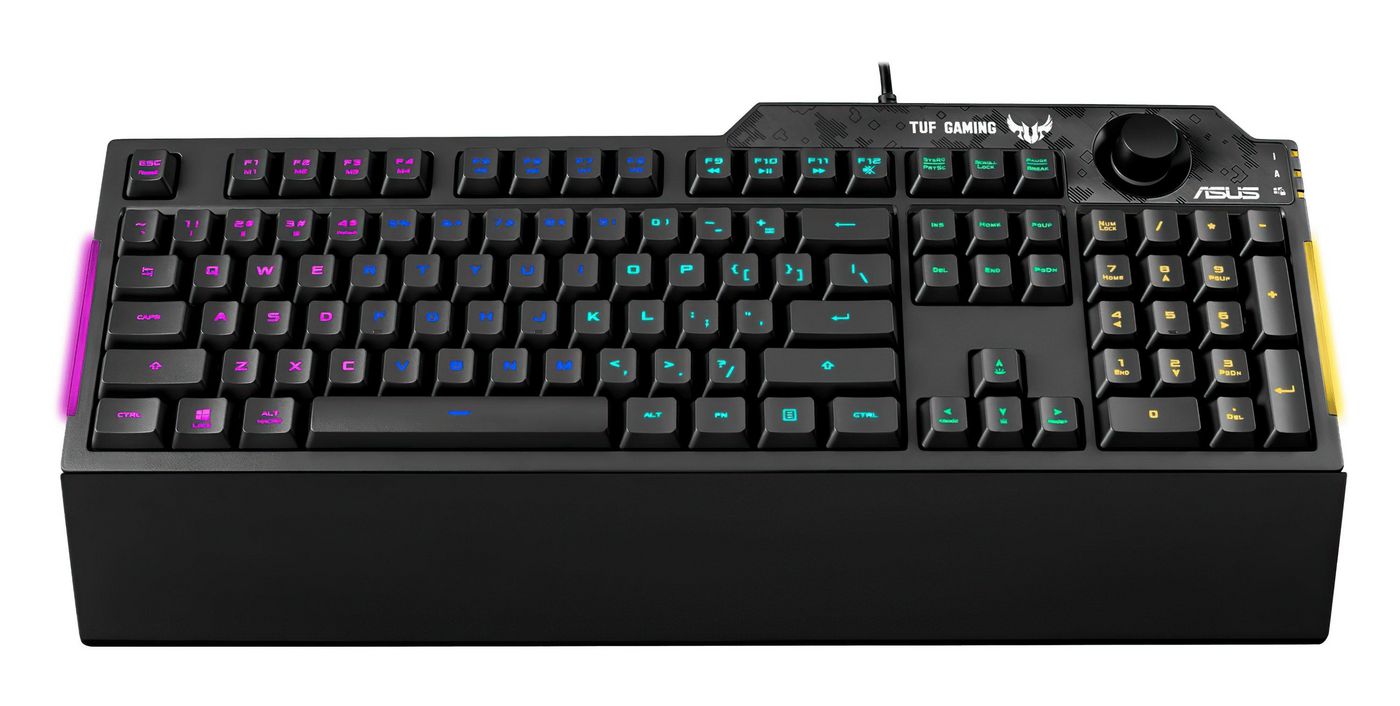 ASUS TUF Gaming K1 – Gaming-Tastatur – kabelgebunden, Membran, RGB – USB-A – QWERTY (US-INT) – Schwarz – mit H