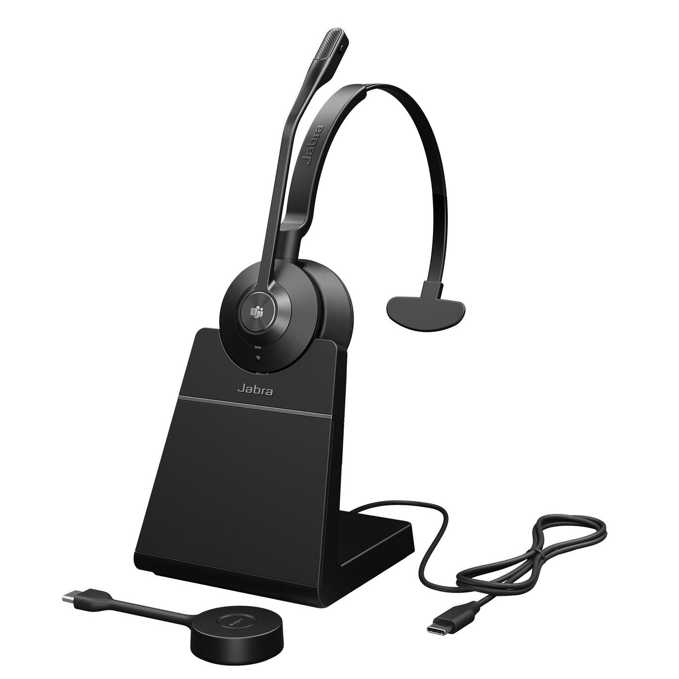 Jabra Engage 55 Office-Headset – On-Ear, Mono, BT, mit USB-C-Dongle, mit Ladestation, Schwarz