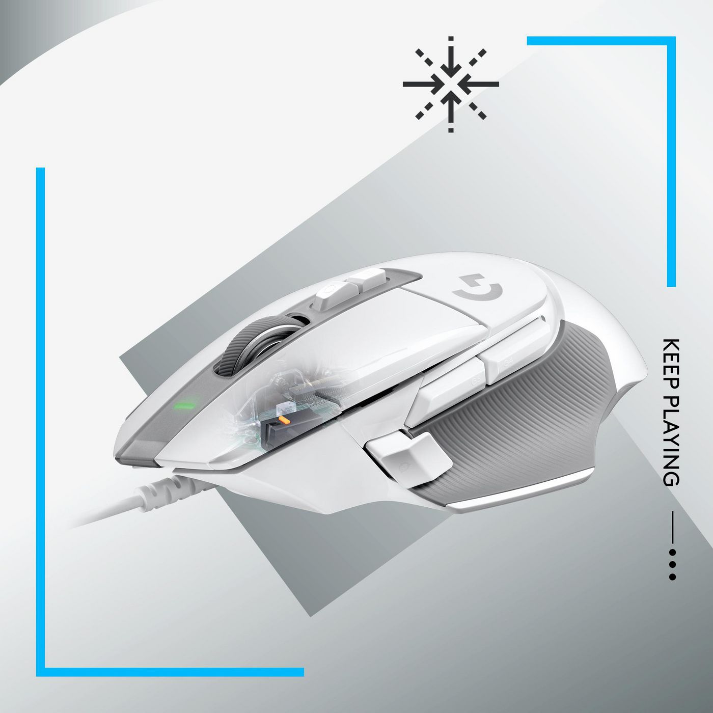 Logitech G G502 X – Gaming-Maus – Kabelgebunden (USB‑A), 25600 DPI, Rechts, Weiss