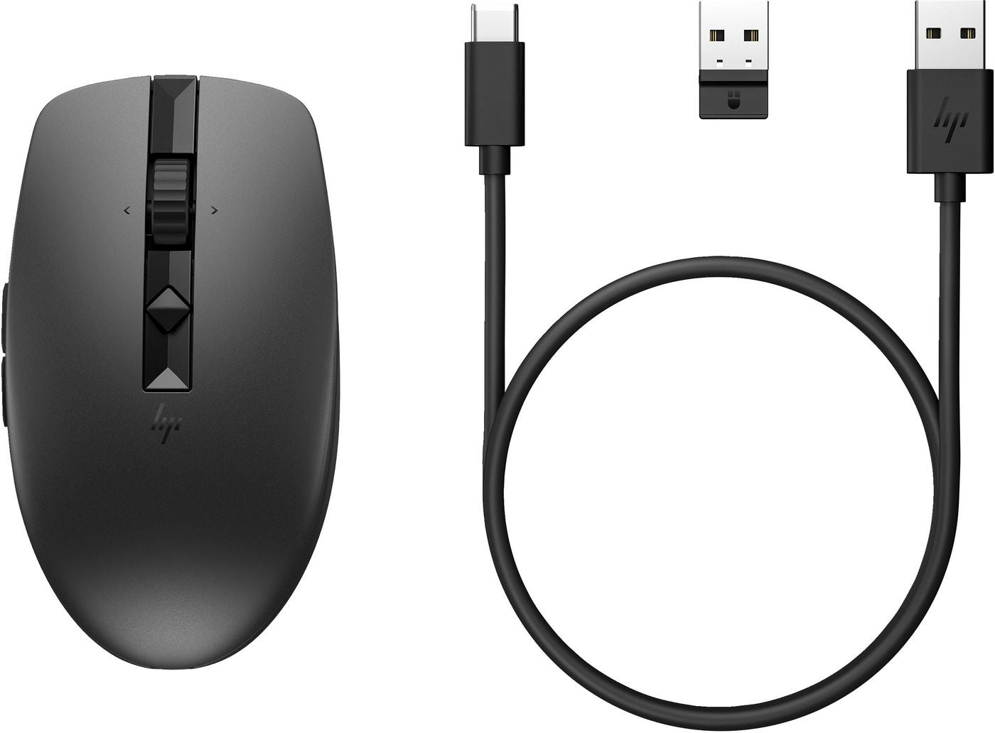 HP 710 Maus – kabellos, 3'000 dpi, 7 Tasten, beidhändig, wiederaufladbar, Silent-Tasten, schwarz