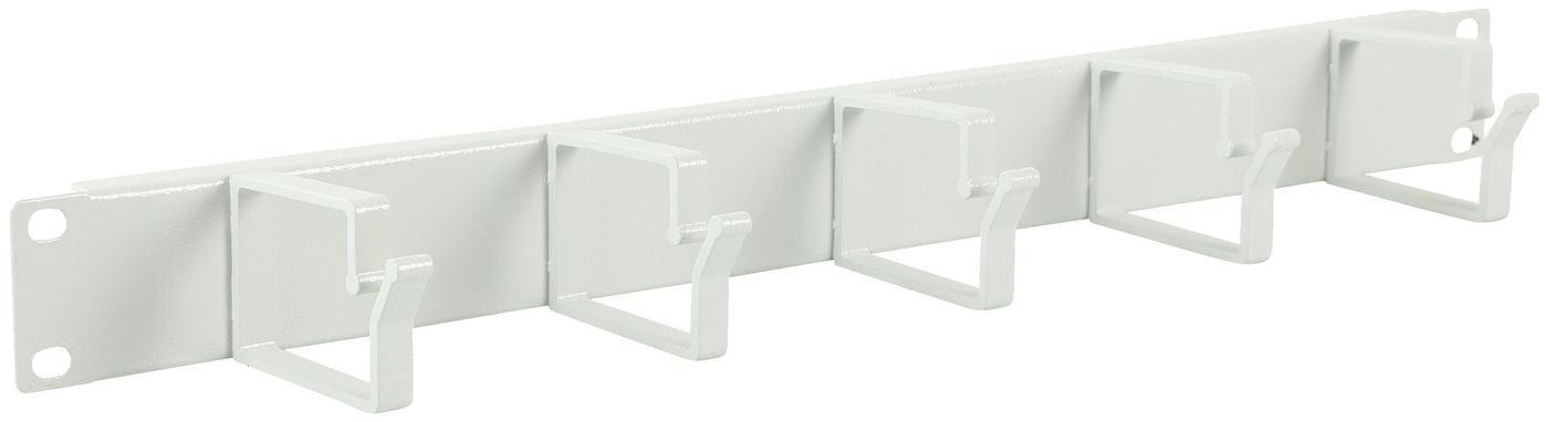 Lanview RAO100WH Rangierpanel 19" 1U, 5 Haken, Montagelöcher oval, 482×72×44 mm – Weiss