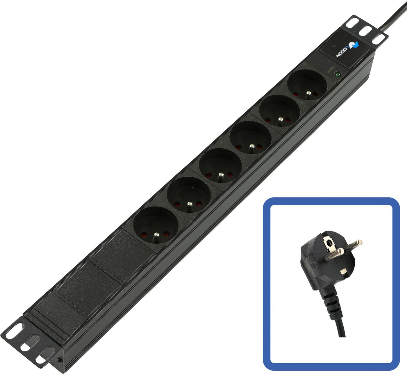 Lanview Rack-PDU 1U, 6× Steckdosen, Power-LED