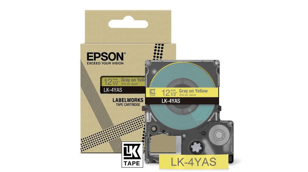 Epson LK-4YAS – 12 mm × 8 m, Grau, Gelb