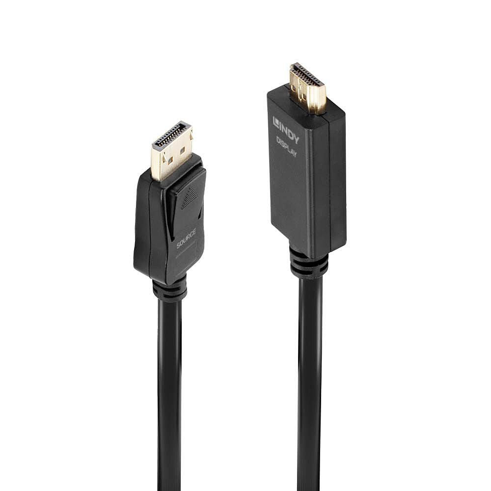Lindy DisplayPort (Stecker) auf HDMI (Stecker) Adapter, DP 1.2, 4K@30 Hz, 1 m, passiv