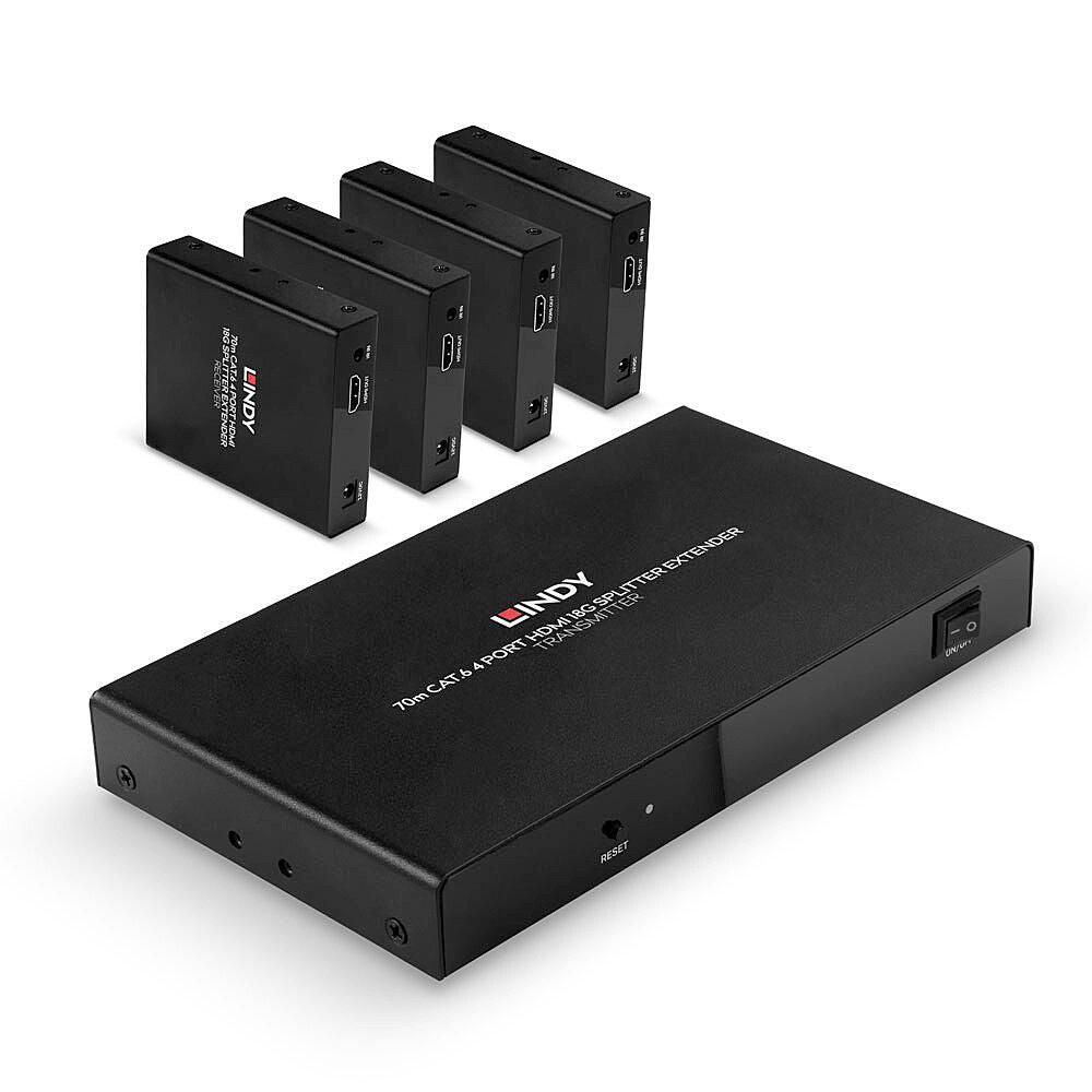 Lindy HDMI-Splitter 1×4, 4K60, über Cat 6, bis 70 m