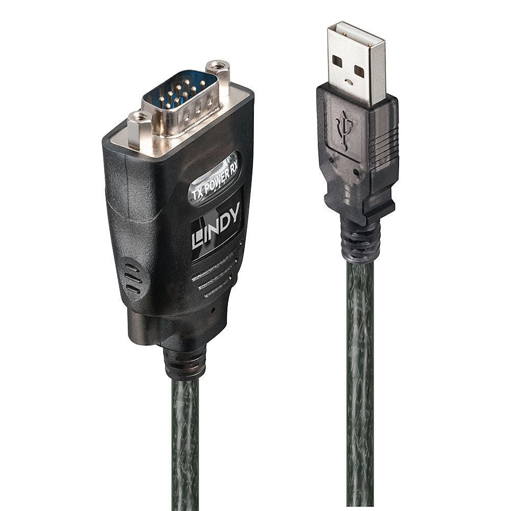Lindy 42686 Seriell-Adapter USB-A zu RS-232 (DB-9) – RS-232, bis 230 kbit/s, 1,1 m, COM-Port-Retention