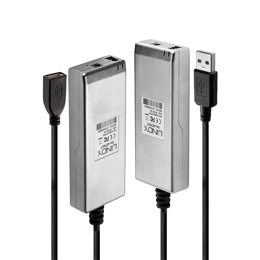 Lindy USB-Kabel – USB 2.0 (480 Mbit/s) – 200 m – Aktiv, optisch – Grau – für Windows, Mac, Linux