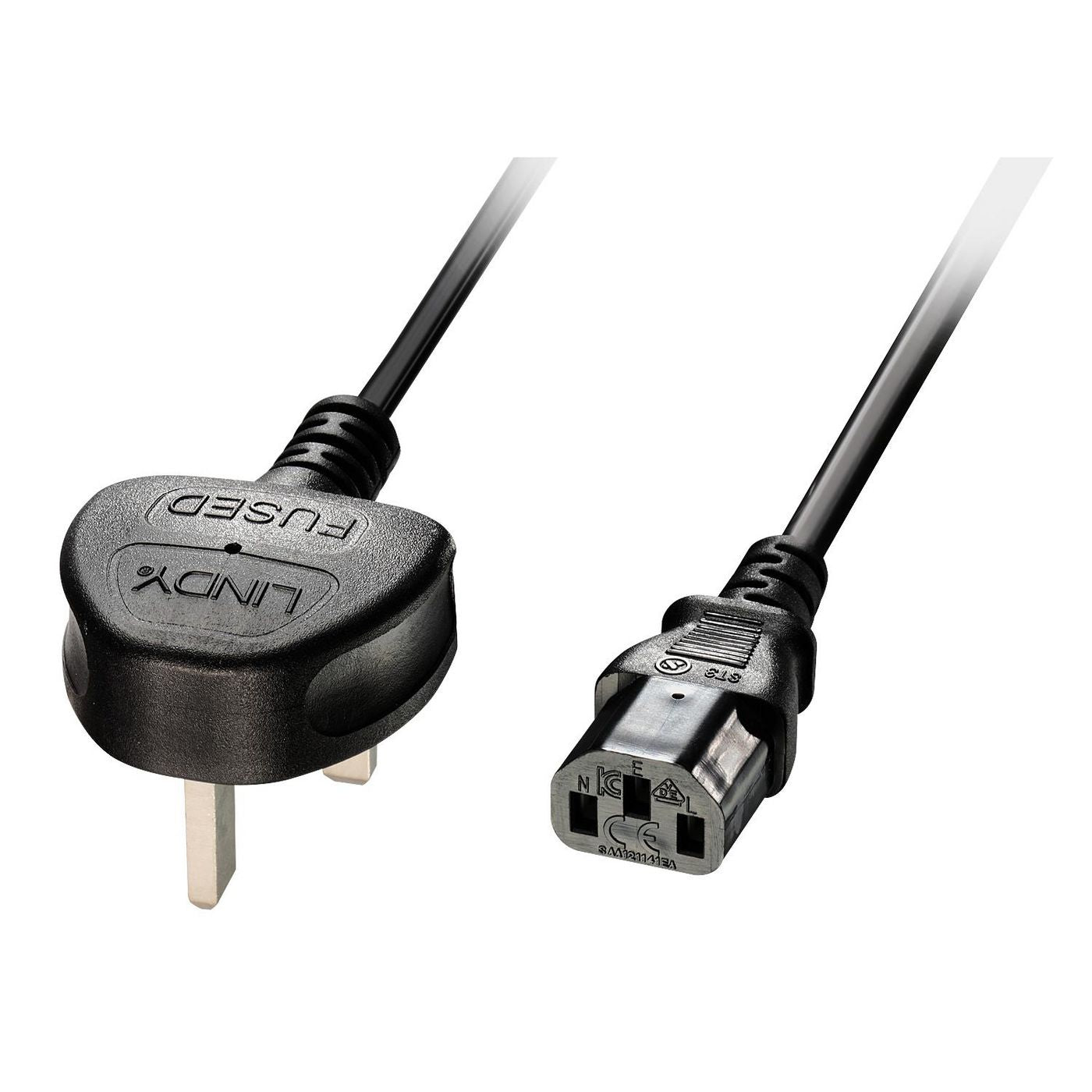 Lindy Netzkabel – UK (Typ G) Abgewinkelt – IEC C13, 2 m, Schwarz
