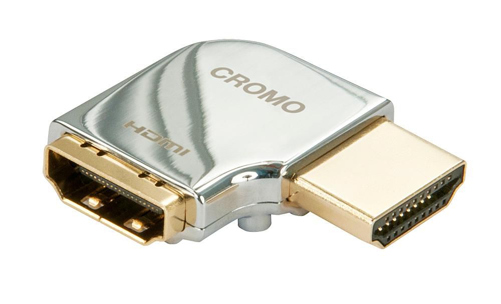 Lindy HDMI (Stecker) auf HDMI (Buchse) Adapter, rechts abgewinkelt 90°, CROMO