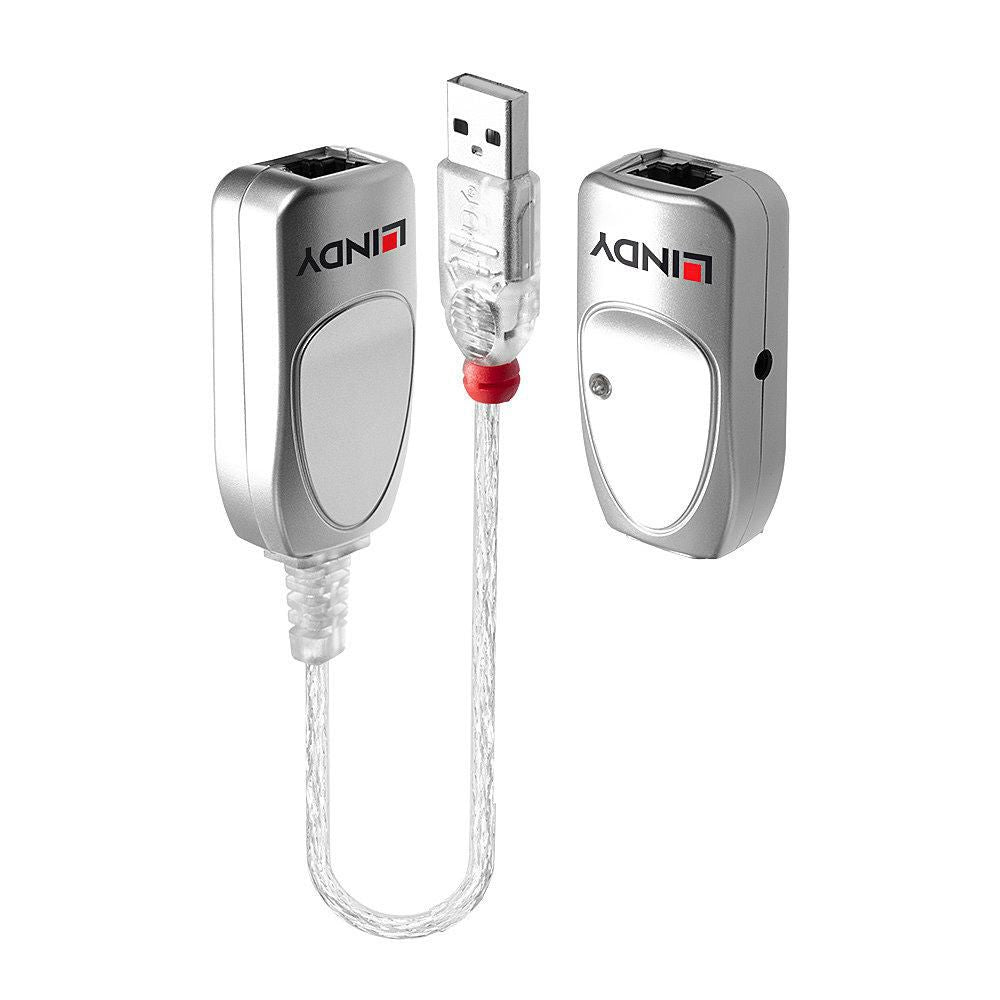 Lindy 42805 USB-Extender – USB zu Cat.5, bis 50 m, USB 1.1, DC-Stecker, Grau