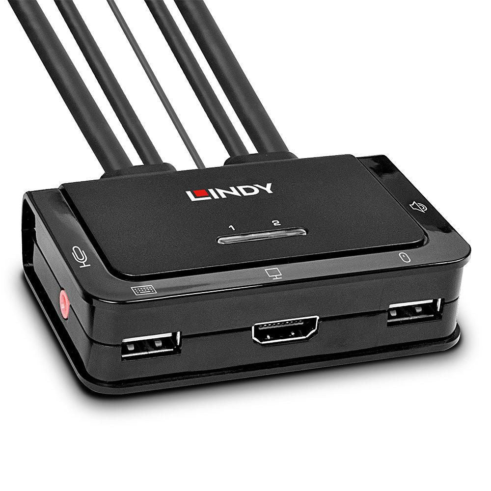 Lindy KVM-Switch 2×1, HDMI/USB 2.0, 10,2 Gbit/s, Audio