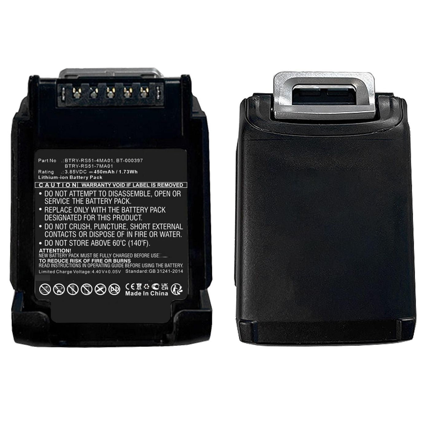 CoreParts Akku Li-Ion 3,9 V 450 mAh, 1,7 Wh – für Zebra RS51/RS5100/RS5100 2D