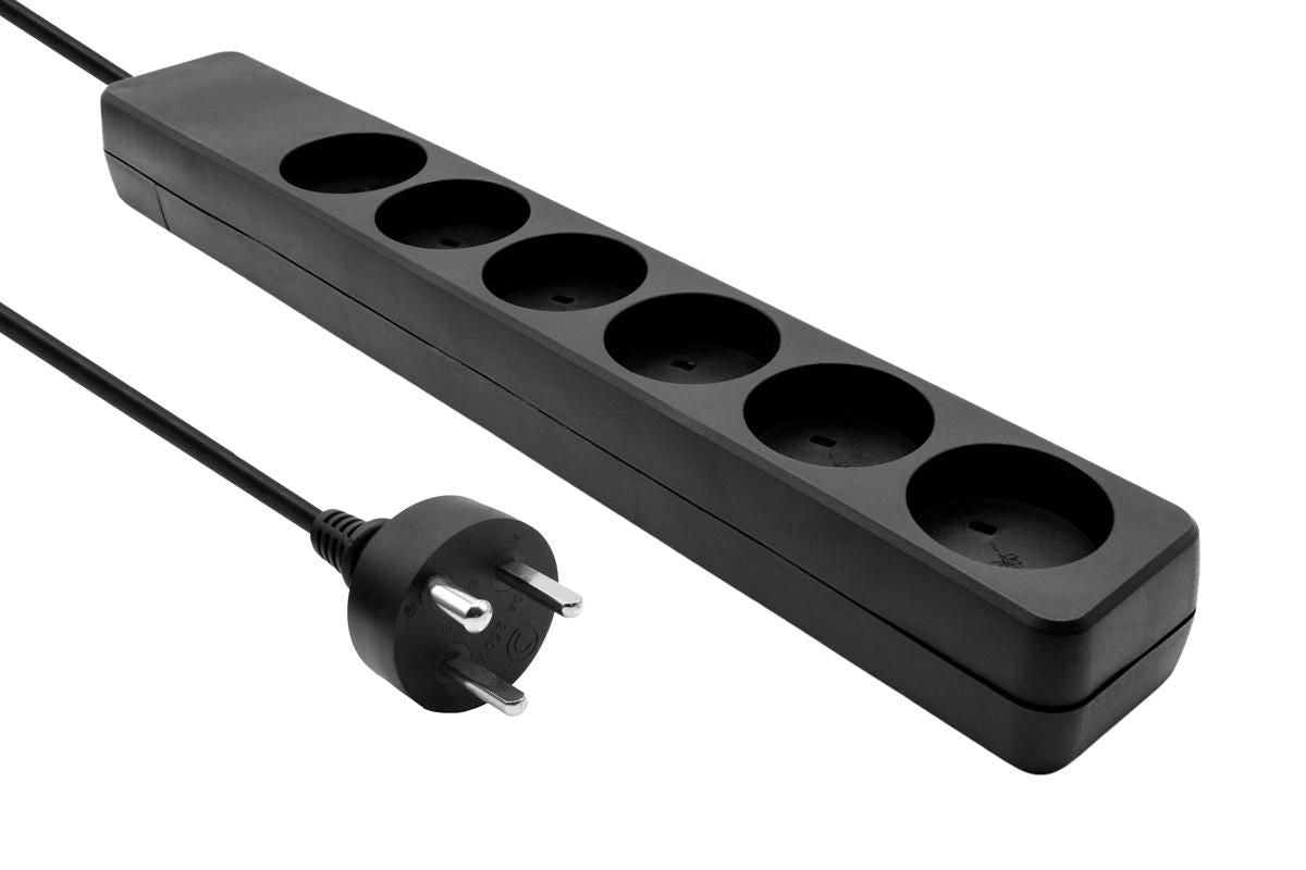 Proxtend Steckdosenleiste – 6×, 5 m, schwarz