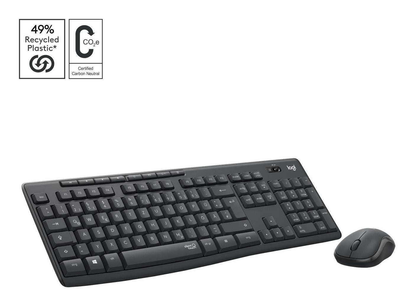 Logitech MK295 – Tastatur, kabellos, CH-Layout (DE-CH), Grau