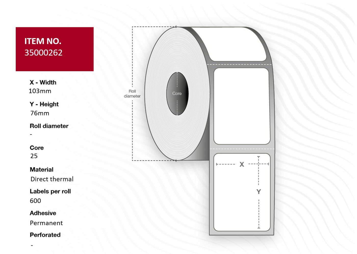 Capture Drucketiketten, 103 mm × 76 mm, weiss, Permanent, 12 Rollen (600 Etiketten/Rolle)