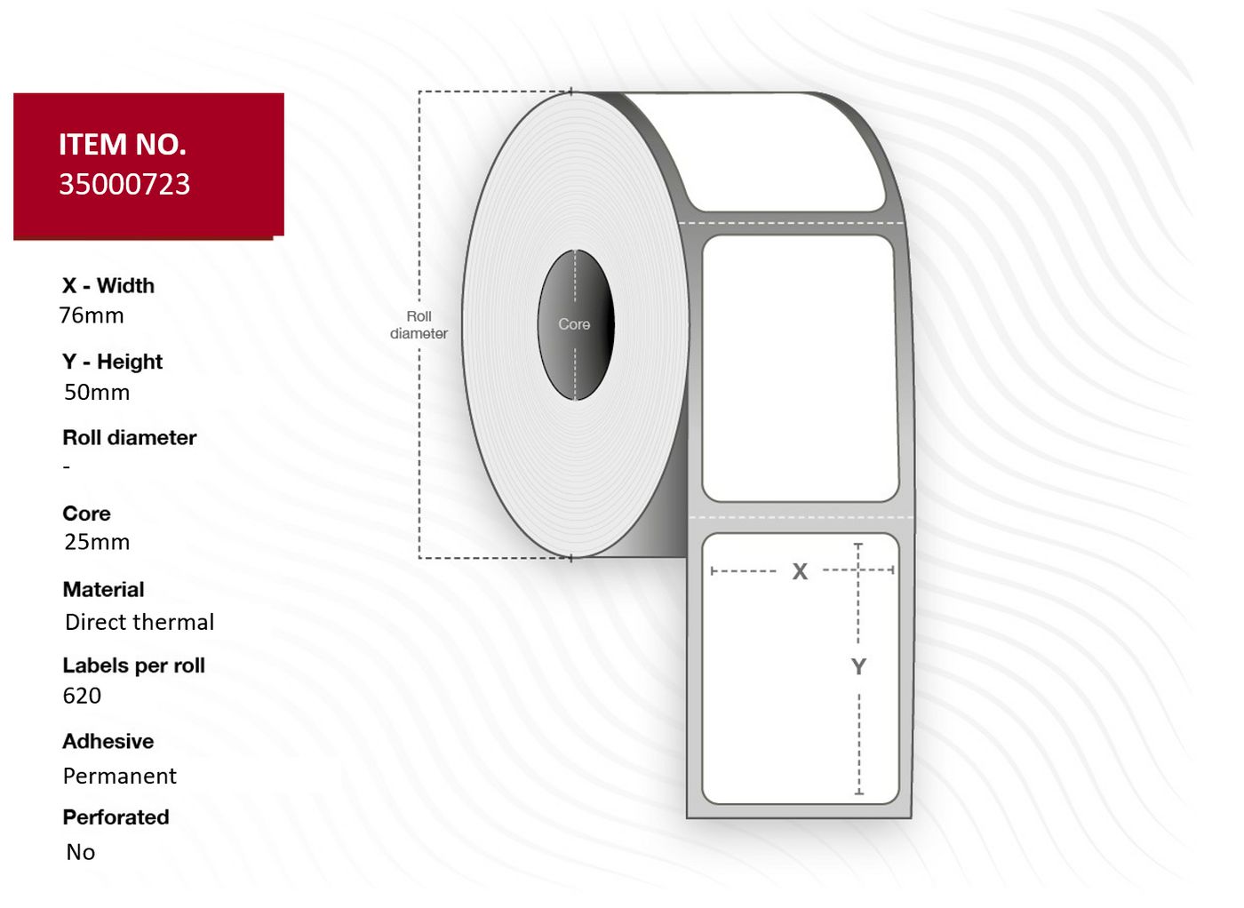 Capture Rollenetiketten, 80 mm × 24 mm, weiss, Vellum, Permanentacryl, 3 Rollen (7'000 Etiketten/Rolle)