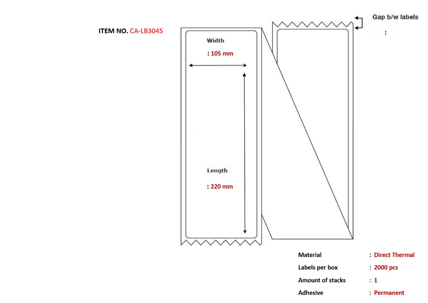 Capture Etiketten (Rolle) 105 × 220 mm – Papier, matt, weiss – permanent haftend – Thermodirekt – 2'000 Stk.