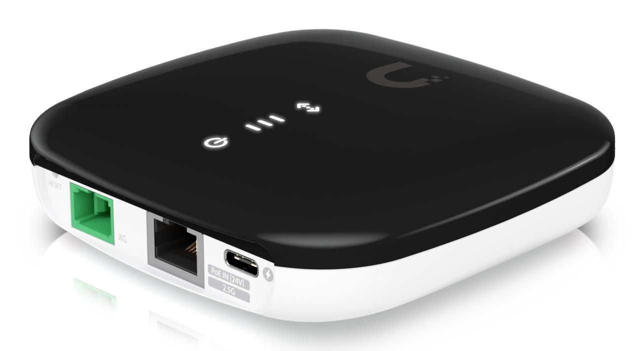 Ubiquiti UISP Fiber XG-PON CPE – 10 Gbit/s, 1×RJ45 (2.5G), 1×SC/APC, PoE, Schwarz/Weiss