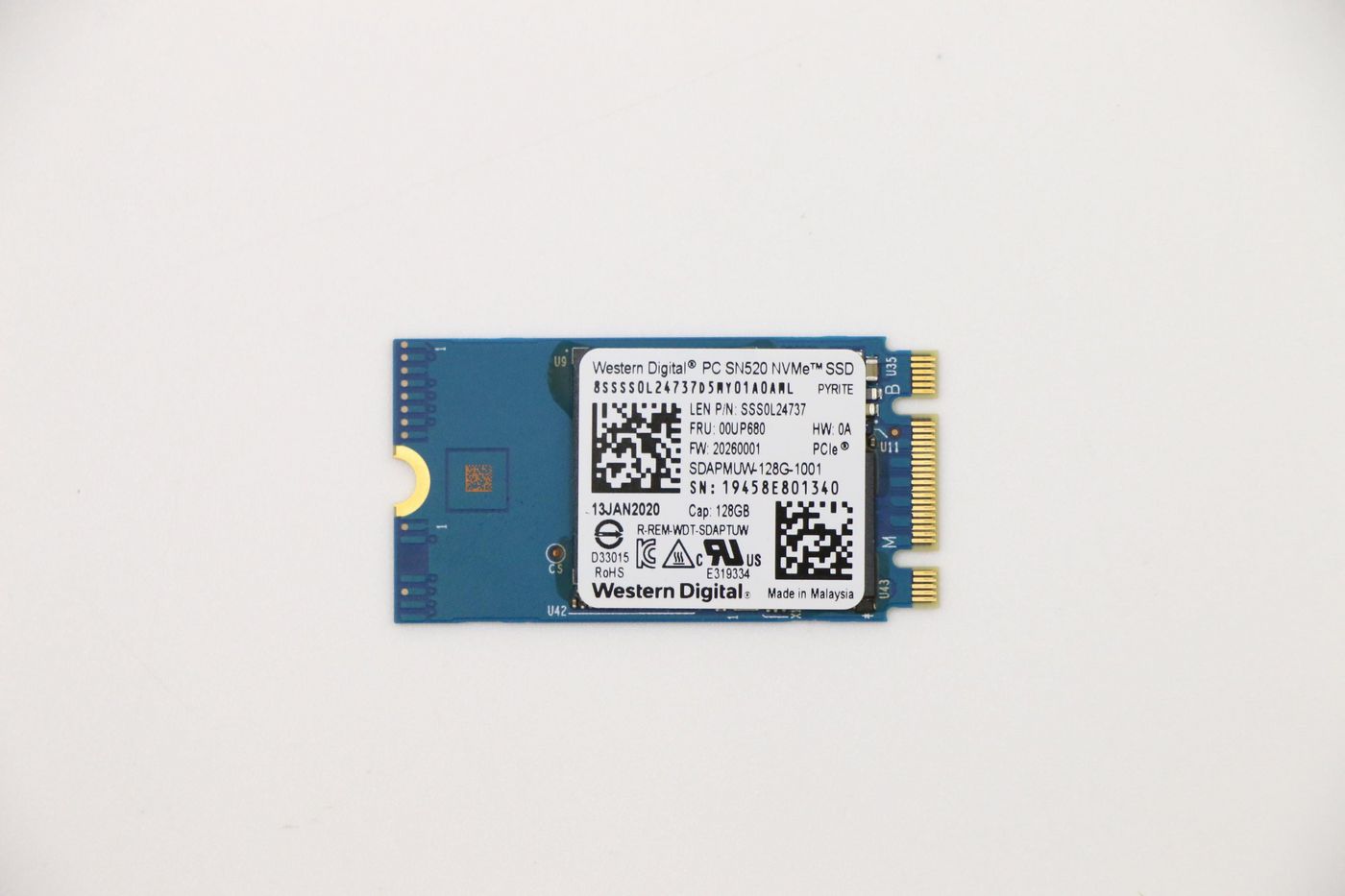 Lenovo M.2 NVMe SSD – 128 GB, PCIe Gen3 ×2