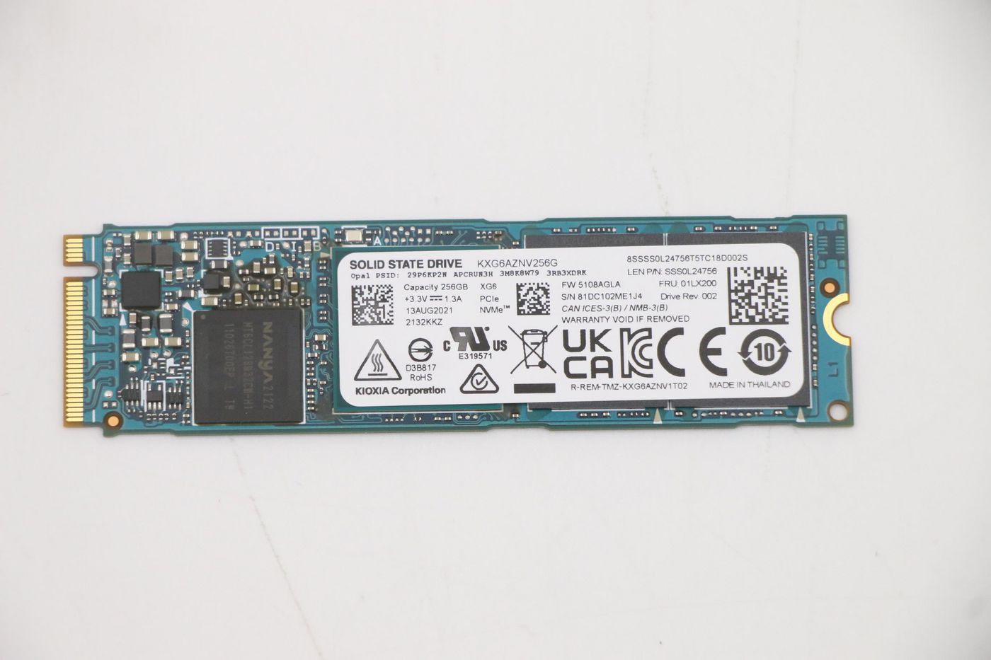 Lenovo XG6 – M.2 NVMe (PCIe 3.0), 256 GB (OPAL 2.0)
