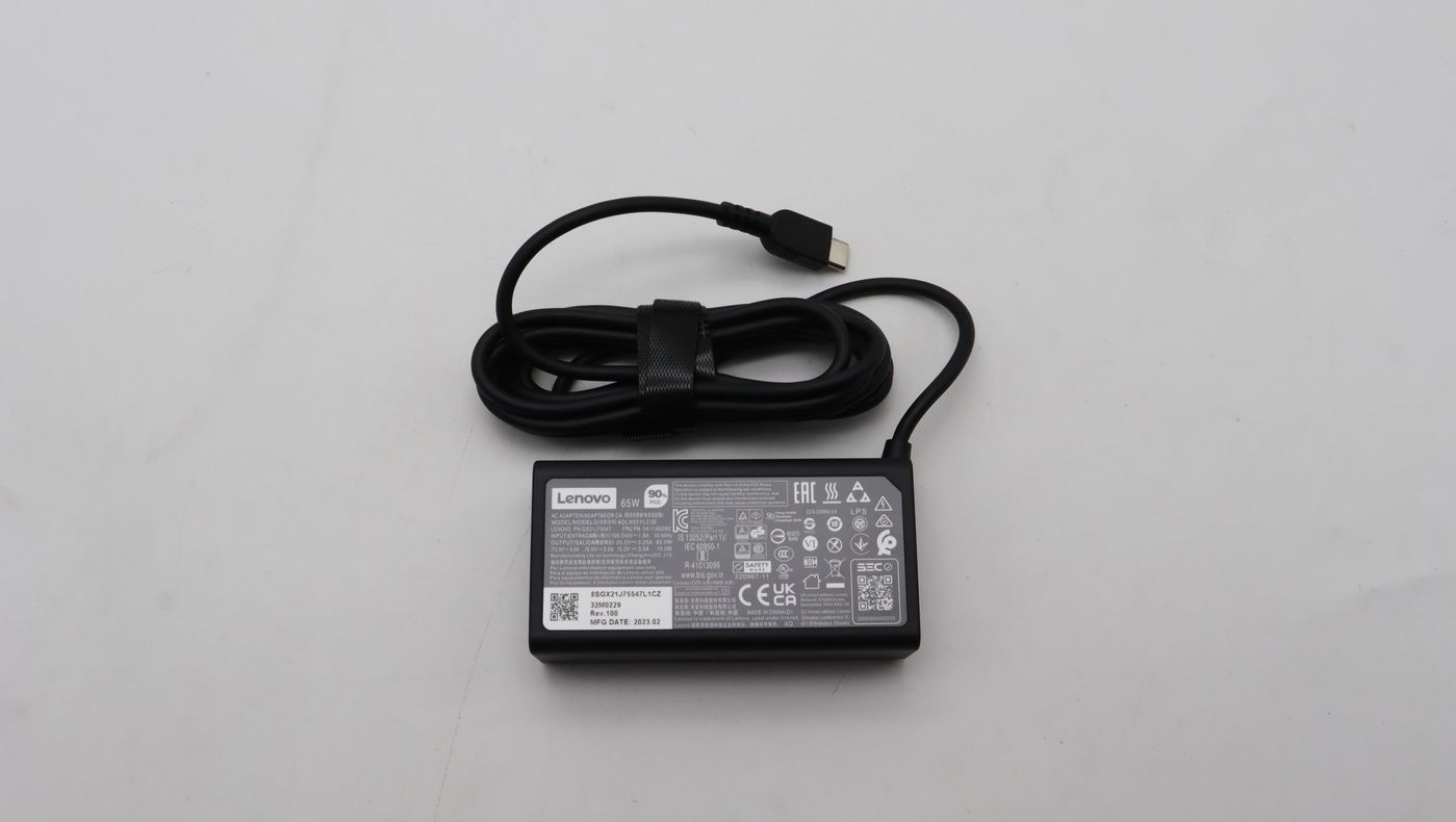 Lenovo 5A11J62092 USB-Ladegerät 65 W – USB-C×1 – PD – für Lenovo-Laptops – schwarz
