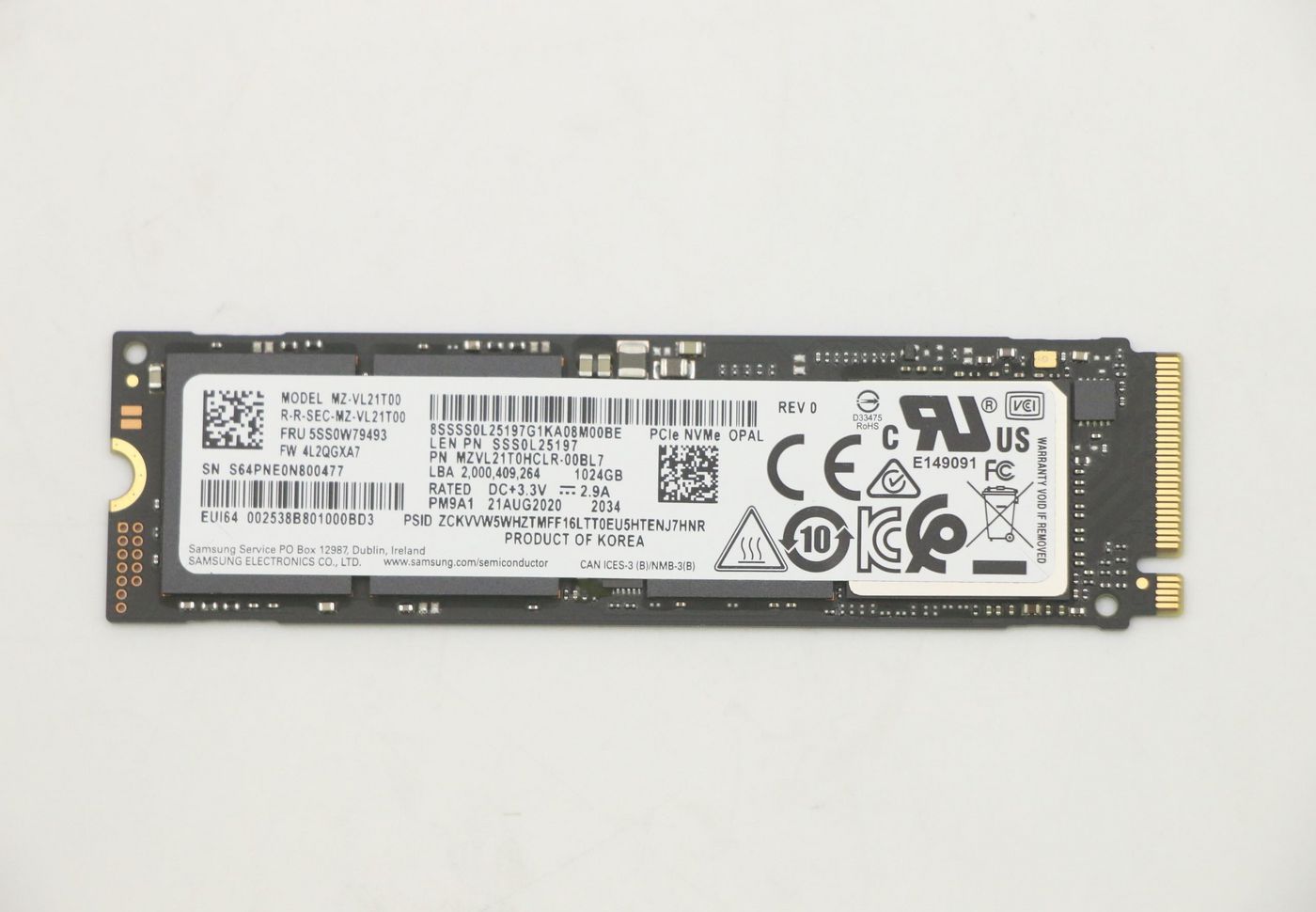 Lenovo M.2 2280 SSD – 1 TB, PCIe NVMe, OPAL 2.0
