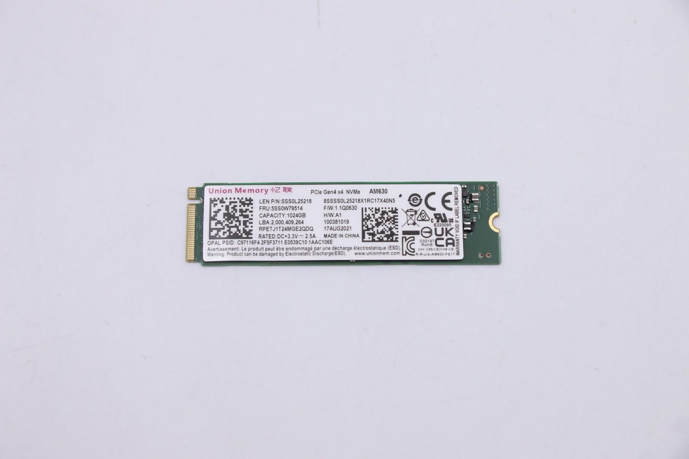 Lenovo M.2 NVMe SSD – 1 TB, PCIe 4.0 ×4