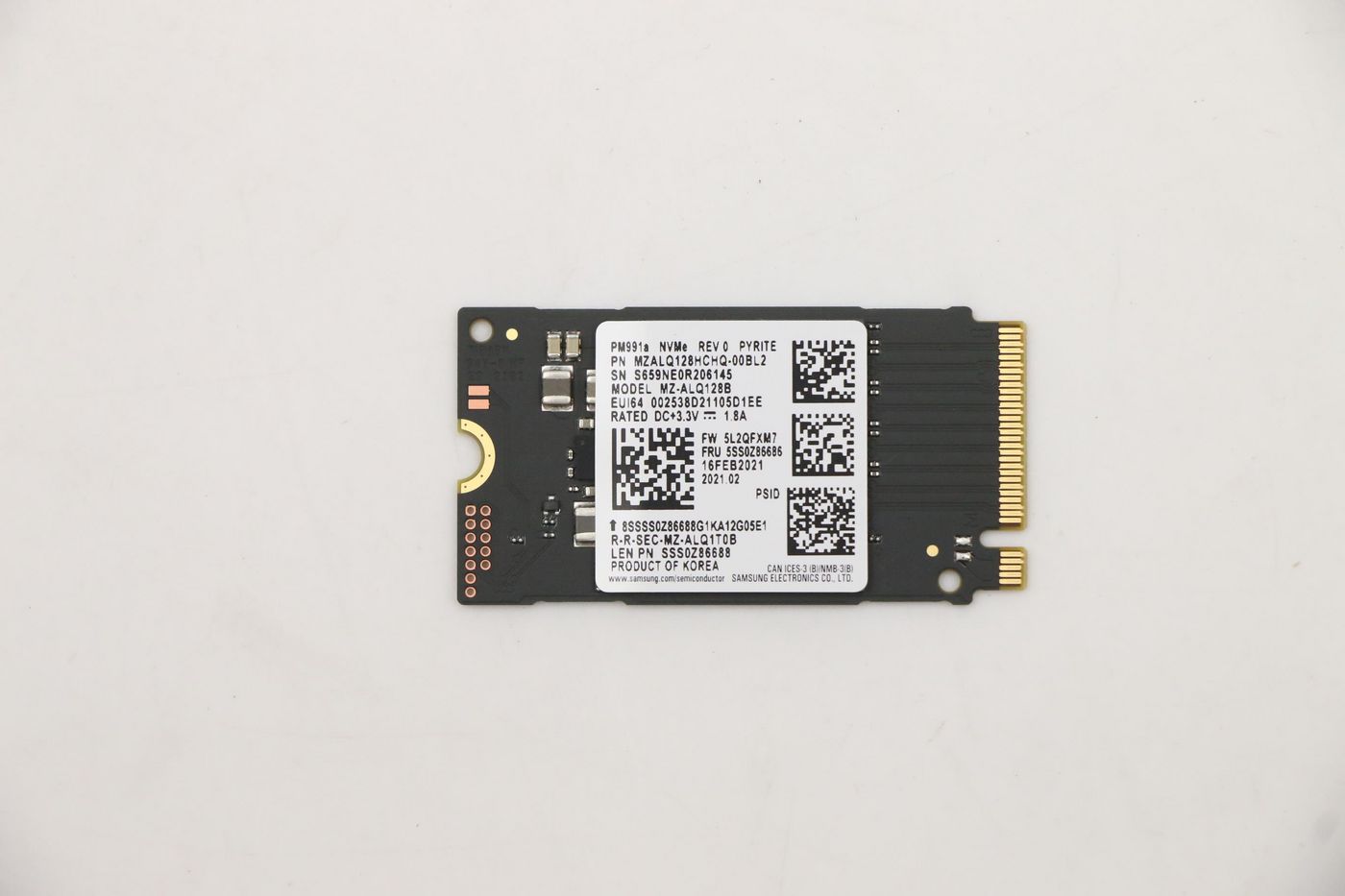 Lenovo M.2 PCIe SSD – 128 GB, PCIe 3.0 ×4
