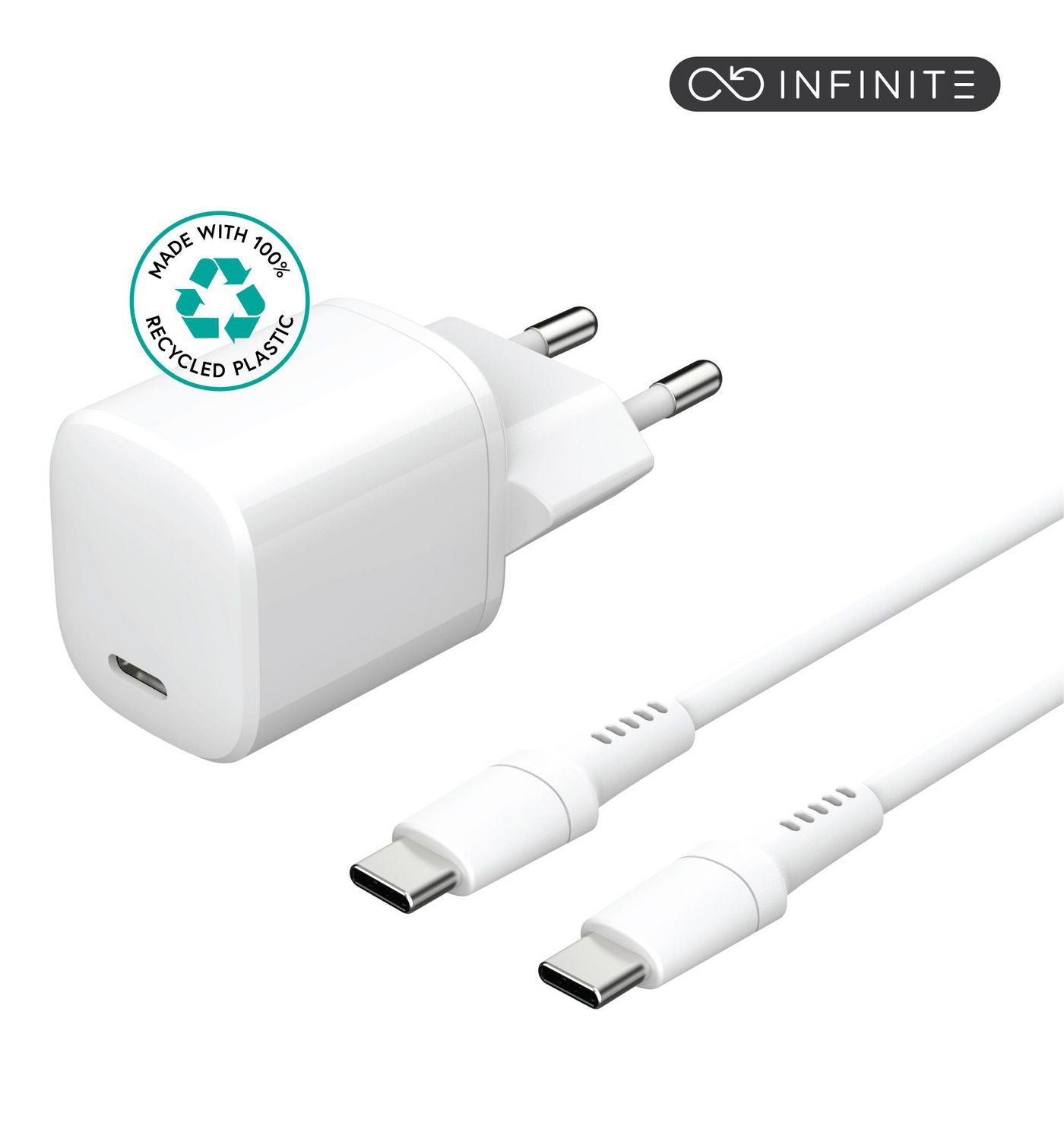 eSTUFF INFINITE Charger Kit USB-Wandladegerät 20 W – USB-C×1, USB-A×1 – PD – Weiss